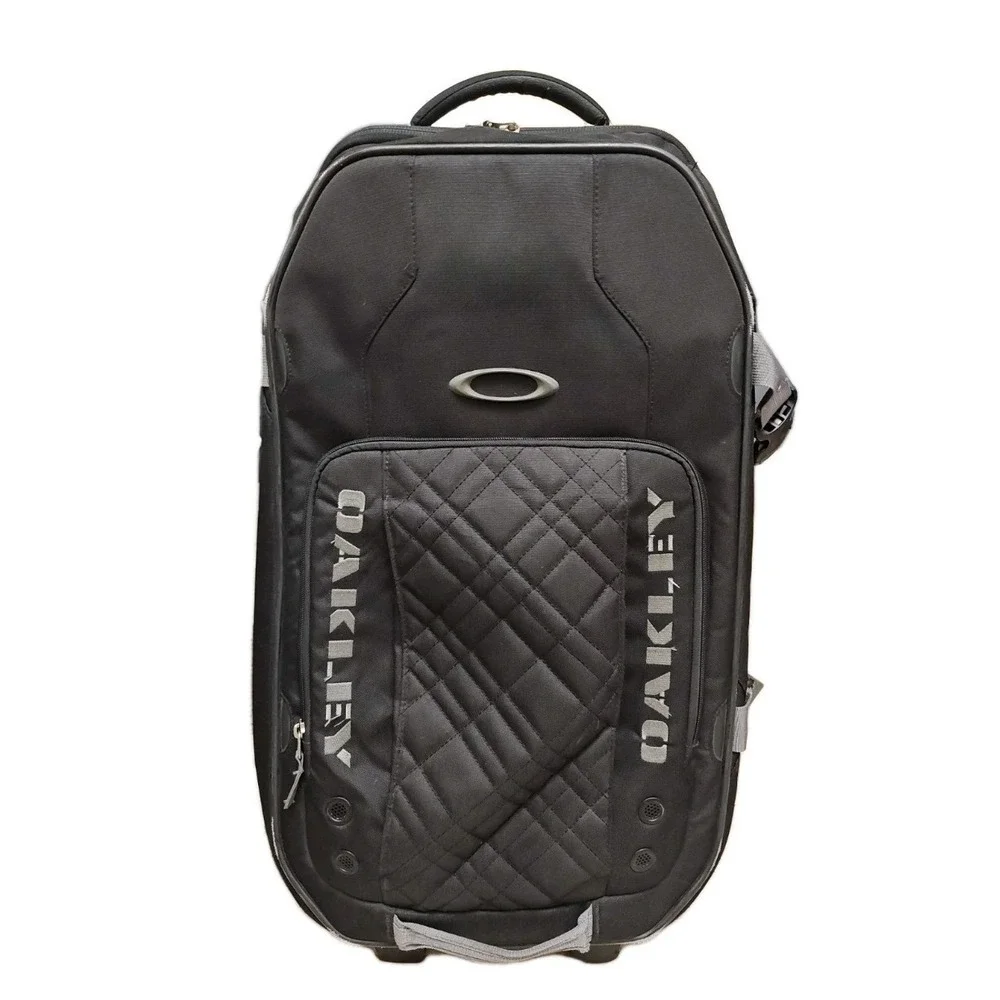 Oakley Tactical Rolling Suitcase Black Quilted Luggage Large Travel Bag 26x14x10
